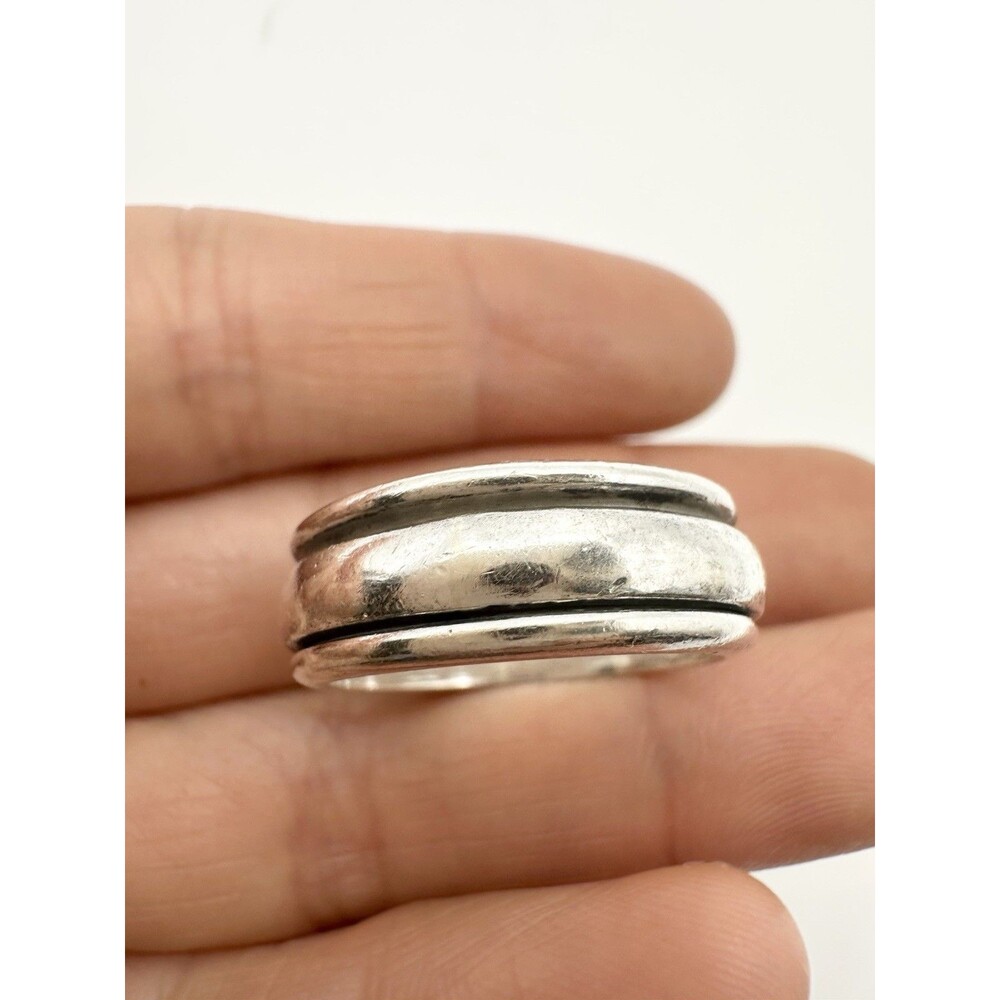 Sterling Silver 925 Modernist Spinning Band Ring Size 8